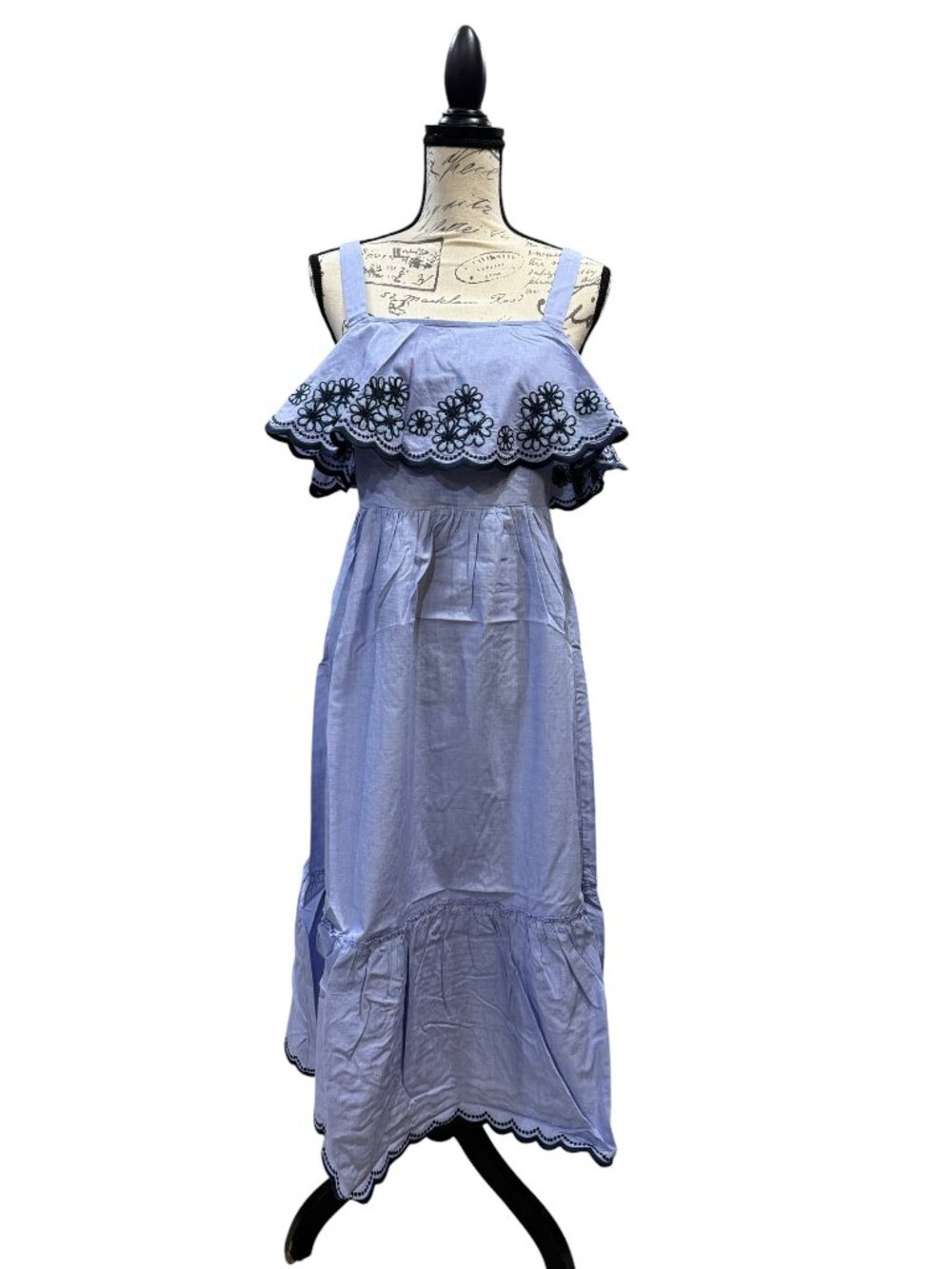 Kate Spade Daisy Embroidered Patio Dress Blue Broome Street Size Medium NWT